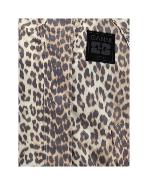 Ganni Gray Multicolor Nylon Rain Coat