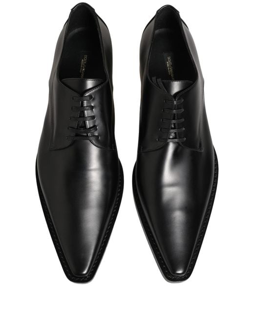 Dolce & Gabbana Black Leather Lace Up Derby Dress Shoes