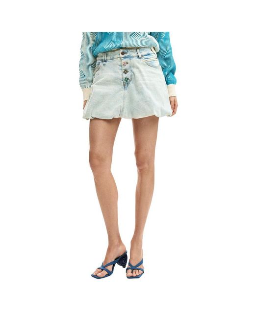 Desigual Blue Cotton Mini Skirt