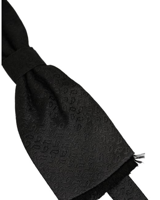 Dolce & Gabbana Men Black 100% Silk Adjustable Neck Papillon Bow Tie for men
