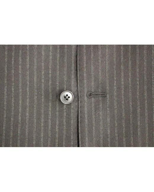 Dolce & Gabbana Black Dolce Gabbana Striped Wool Single Breasted Vest for men