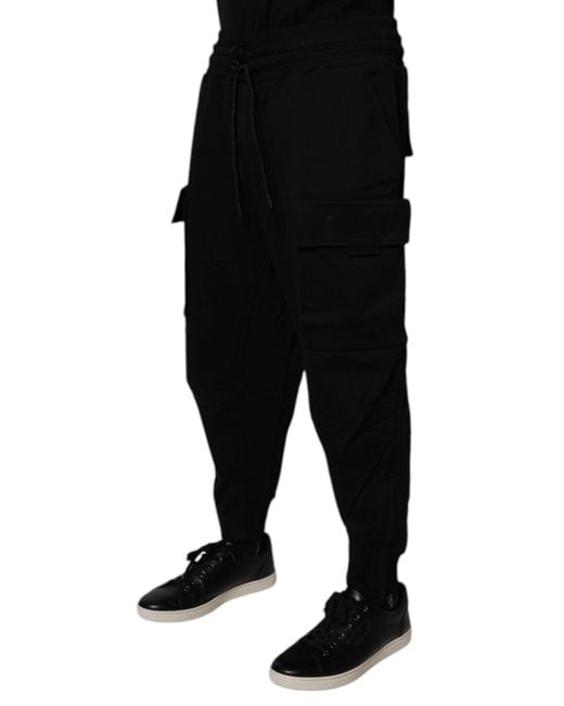Dolce & Gabbana Black Cotton Men Cargo Jogger Sweatpants Pants for men