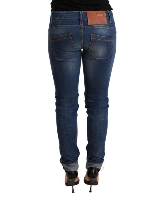 Acht Blue Washed Low Waist Skinny Denim Jeans Pant