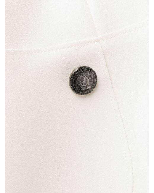 MSGM White Cropped-Leg Flared Trousers