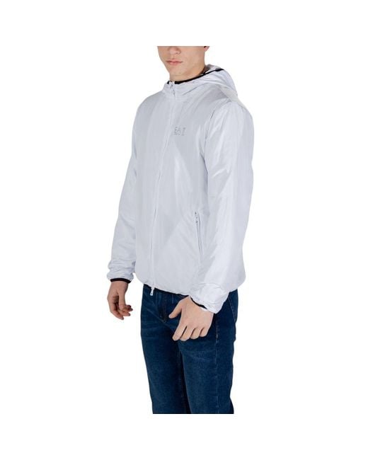 EA7 Blue White Polyester Jacket for men
