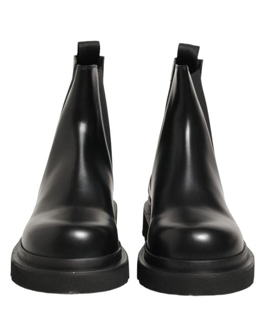 Dolce & Gabbana Black Chelsea Boots Leather Slip On Men Shoes for men
