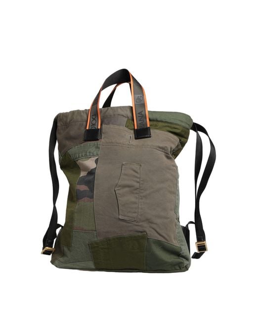 Dolce & Gabbana Military Green Patchwork Rucksack Backpack Borse Men Bag for men