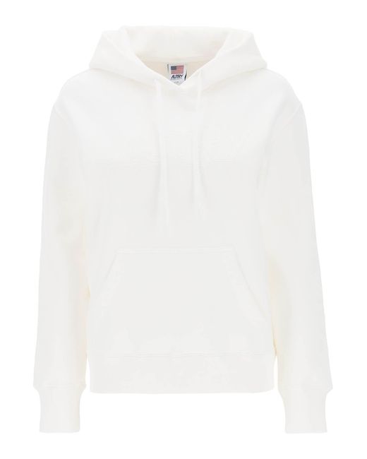 Autry White Hoodie With Logo Embroidery