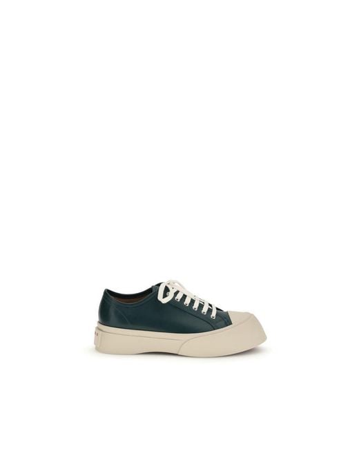 Marni Blue Black Calf Leather Bos Taurus Platform Sneakers for men