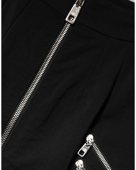 Dolce & Gabbana Black Polyester Zipper High Waist Mini Skirt