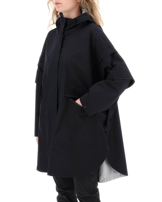 Herno Blue Laminar "removable Sleeve Cape Coat