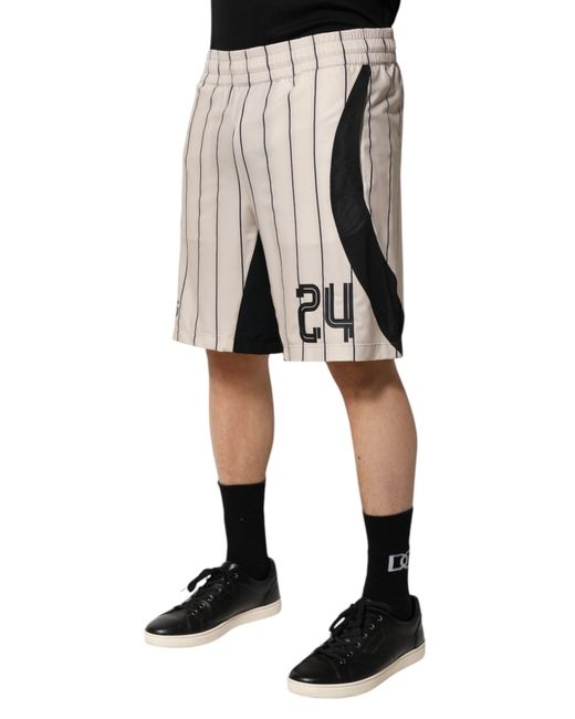 Dolce & Gabbana Natural Striped Numbered Shorts for men