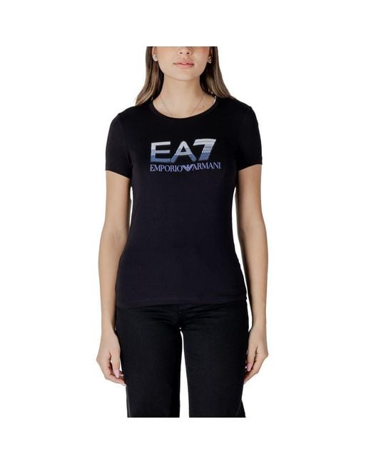 EA7 Black Cotton T-Shirt