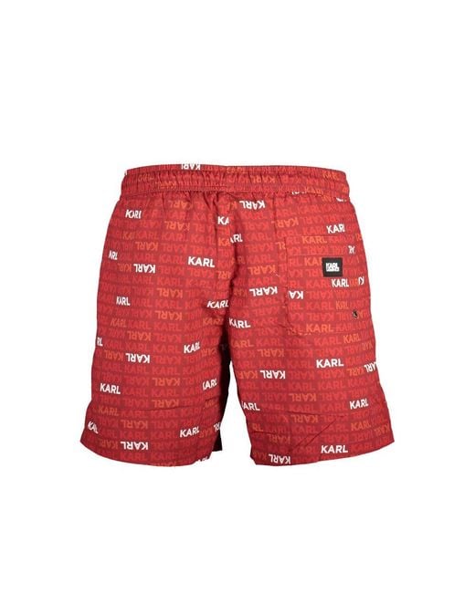 Karl Lagerfeld Red Polyester Swim Boxer for men