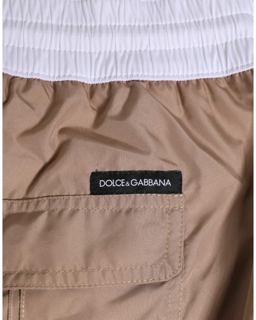 Dolce & Gabbana Brown Polyester Re-Edition Shorts Swimwear for men