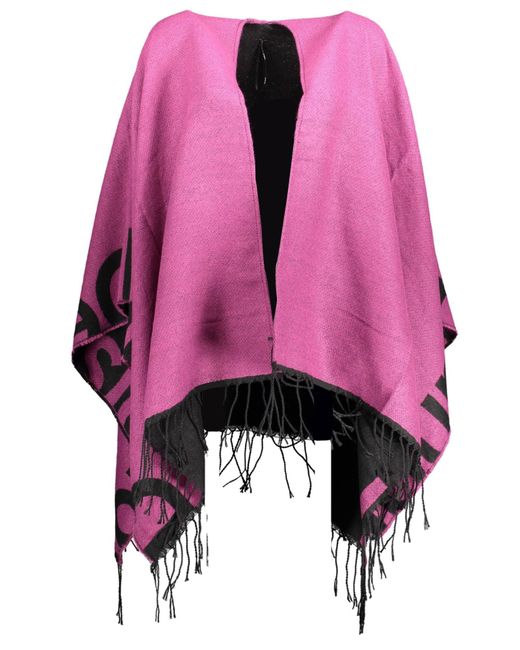 Desigual Pink Chic Poncho With Contrasting Details