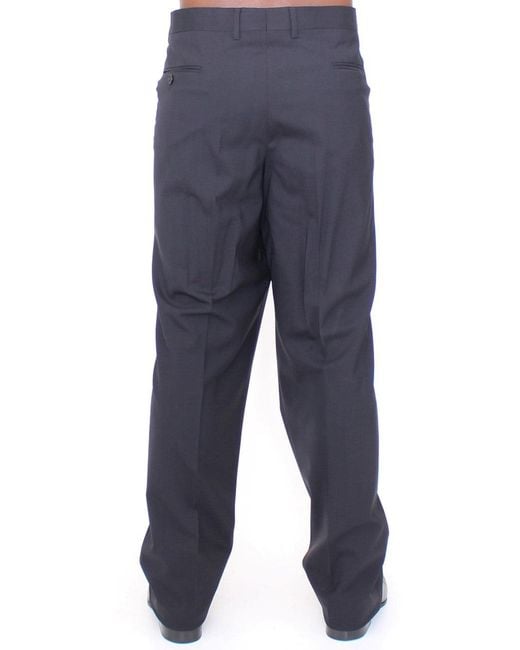 Dolce & Gabbana Blue Wool Stretch Pleated Pants for men