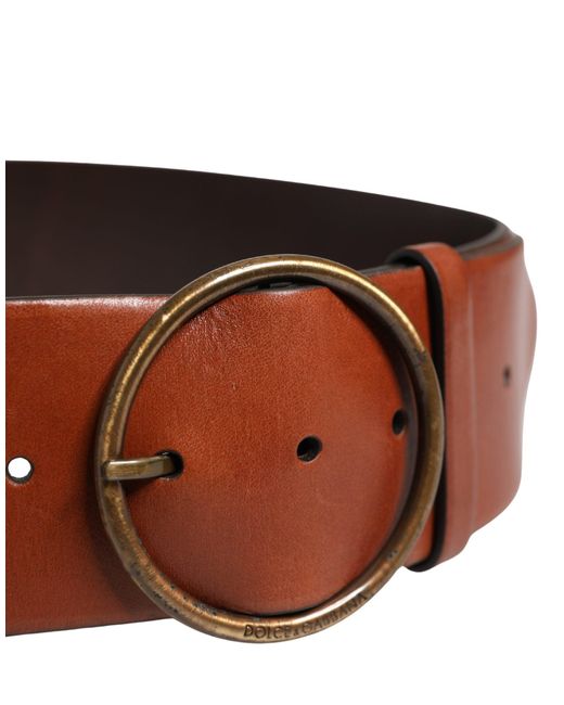 Dolce & Gabbana Leather Wide Waist Metal Round Buckle Belt  display picture 1