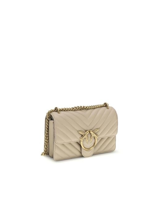 Pinko Natural Beige Calf Leather Bos Taurus Shoulder Bag