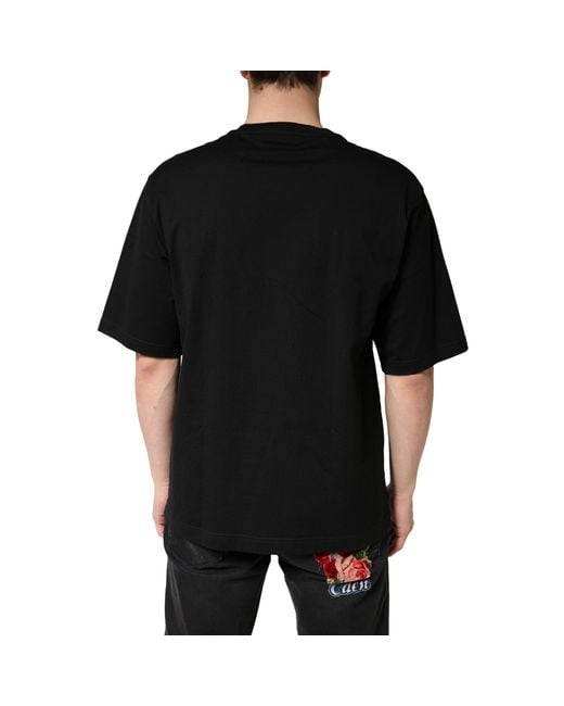 Dolce & Gabbana Black Cotton Crewneck Short Sleeve T-Shirt for men