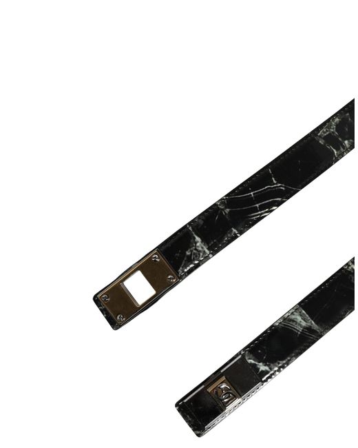Dolce & Gabbana Black Marble Leather Dg Logo Buckle Belt Calf for men