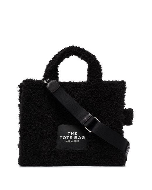 Marc Jacobs Black The Medium Faux Teddy Tote Bag