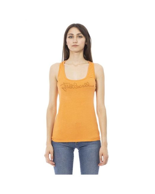 Just Cavalli Orange Viscose Tank Top