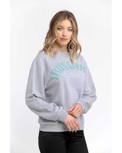 Trussardi Gray Chic Oversized Round-neck Sweatshirt In