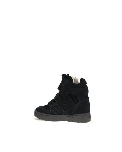 Isabel Marant Black Wedge Leather Sneakers Im3-Gz