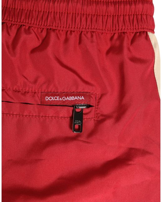 Dolce & Gabbana Red Polyester Drawstring Shorts Swimwear for men