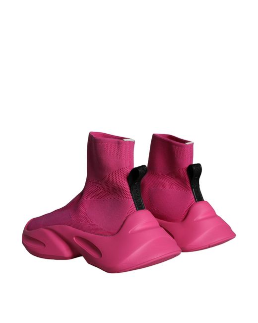 Dolce & Gabbana Pink Logo Print Slip On Socks Sneakers Shoes for men