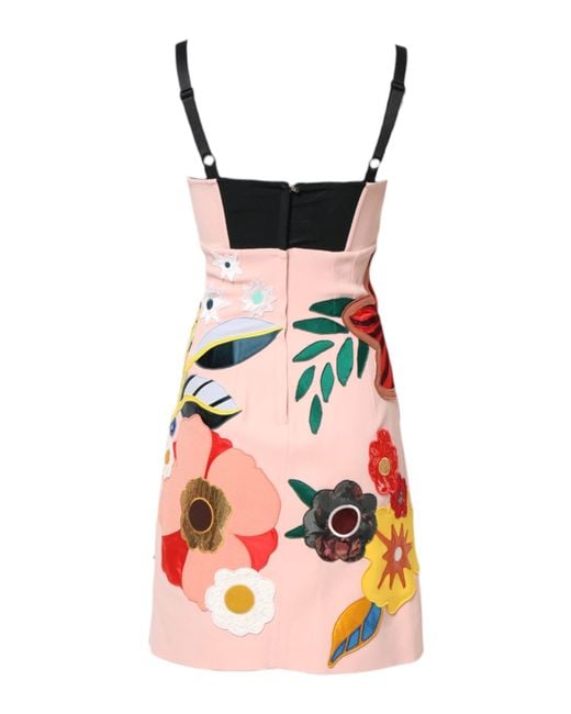 Dolce & Gabbana White Pink Floral Print Spaghetti Strap Mini Dress for men