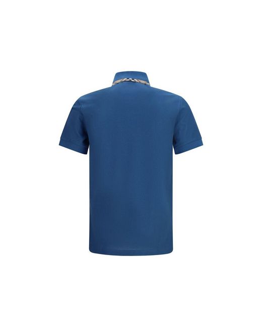 Burberry Blue Cotton Polo Shirt for men