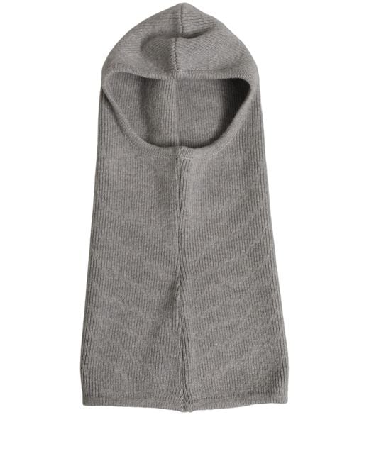 Dolce & Gabbana Gray Men Grey Wool Ribbed Knit Balaclava Wrap One Size Hat for men
