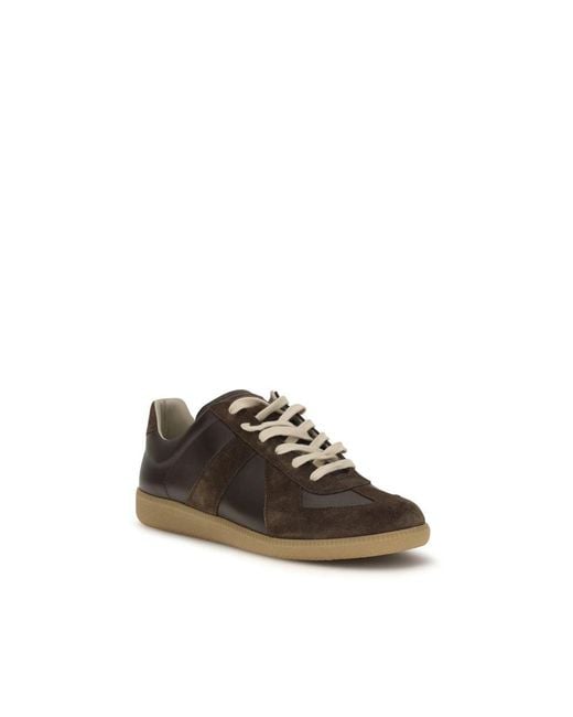 Maison Margiela Brown Calf Leather Bos Taurus Low Top Sneakers for men