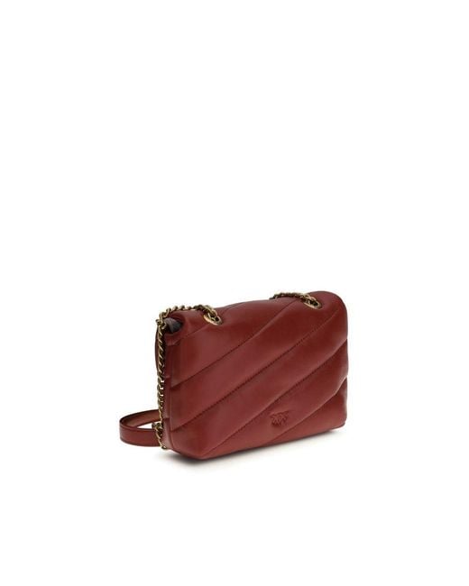 Pinko Red Calf Leather Bos Taurus Shoulder Bag
