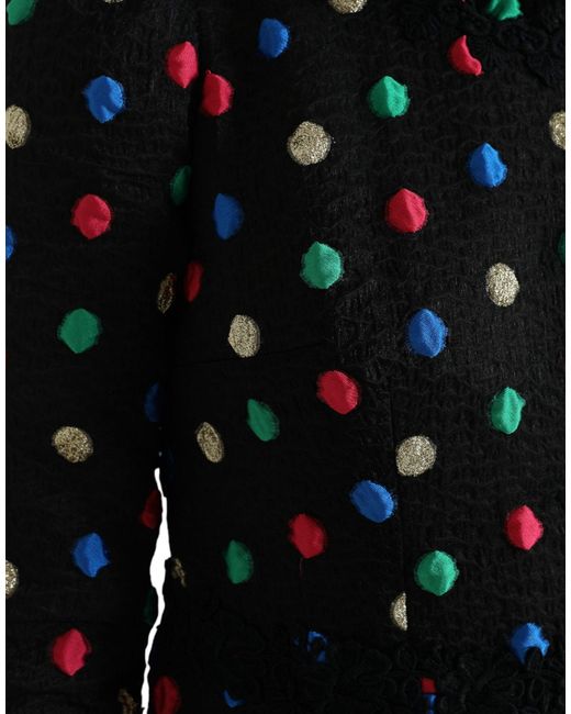 Dolce & Gabbana Black Polka Dot Ruffle Cotton Midi Dress
