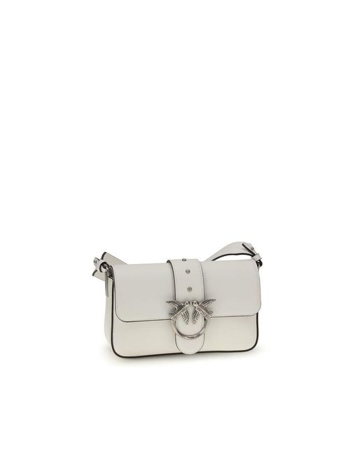 Pinko White Calf Leather Bos Taurus Shoulder Bag
