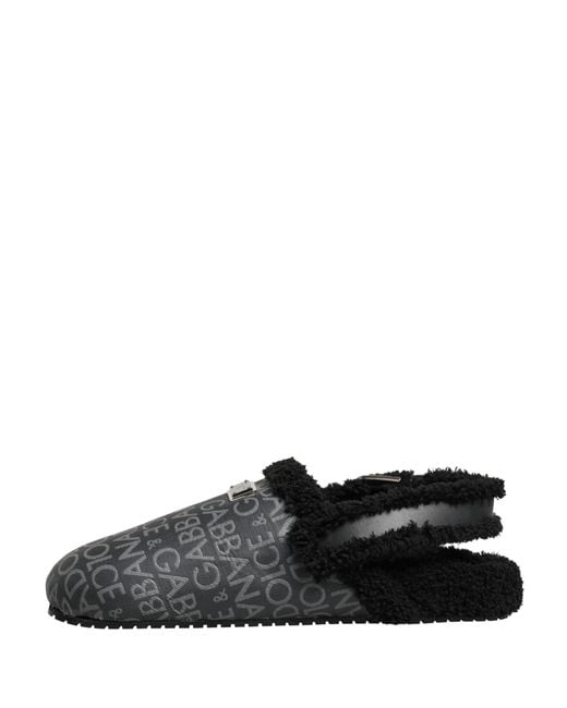 Dolce & Gabbana Multicolor Gray Faux Fur Jacquard Mules Sandals Shoes for men