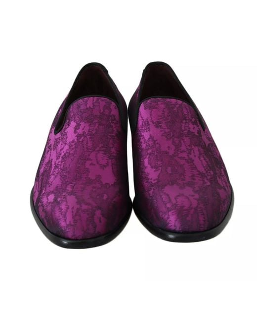 Dolce & Gabbana Purple Silk Pattern Loafers for men