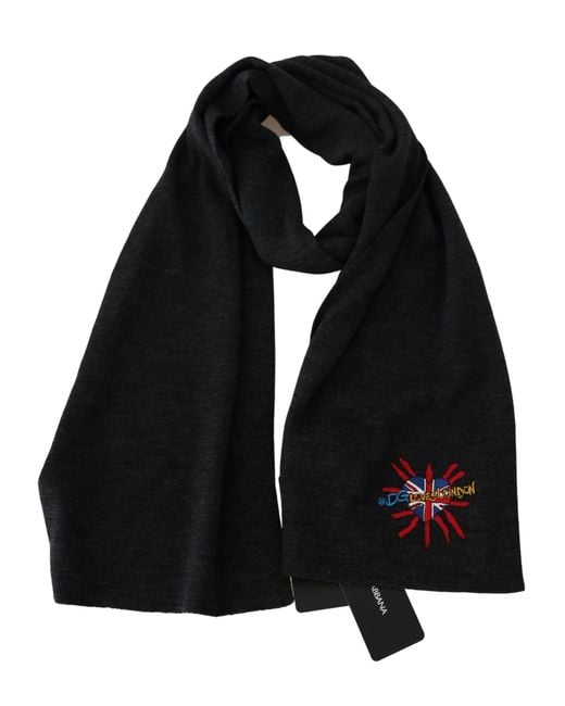 Dolce & Gabbana Black #Dgloveslondon Wool Wrap Wool Scarf