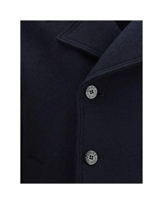 Stone Island Blue Wool Felt Coat for men