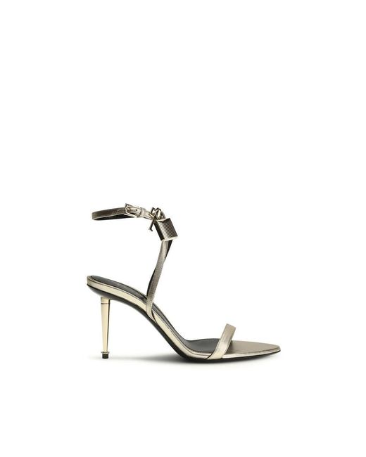 Tom Ford Metallic Calf Leather Bos Taurus Stiletto Heel Sandals