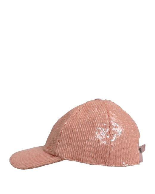 Dolce & Gabbana Men Pink Cotton Sequin Baseball Cap 6 Panels Hat for men
