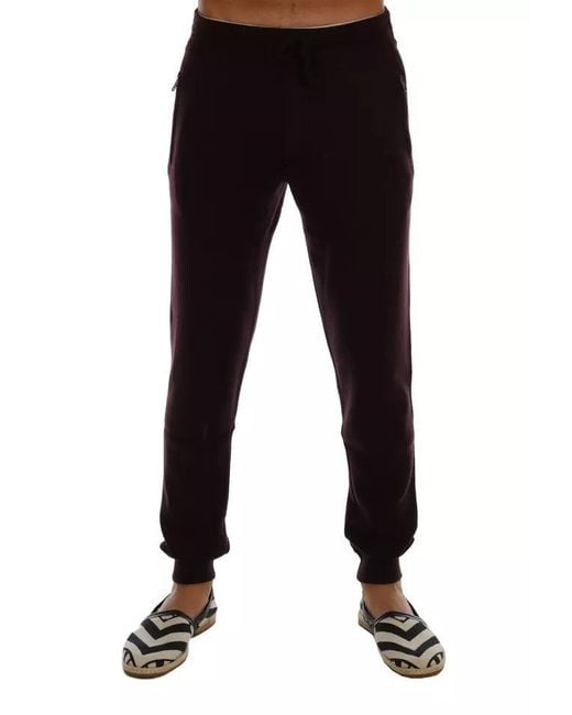 Dolce & Gabbana Black Purple Cashmere Gym Training Sport Pants for men