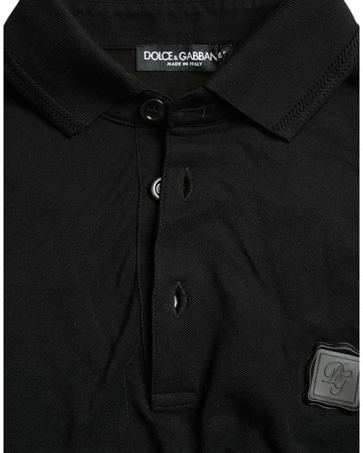 Dolce & Gabbana Black Elegant Cotton Polo Shirt for men