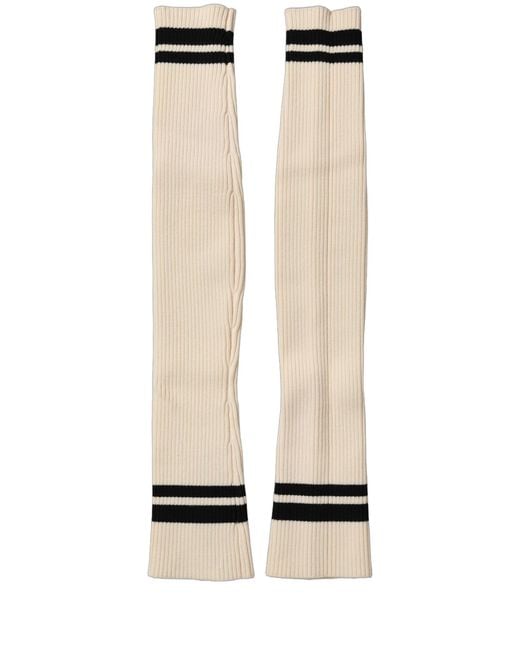 Dolce & Gabbana Black Cream Wool Thigh High Leg Warmer Accessory Socks