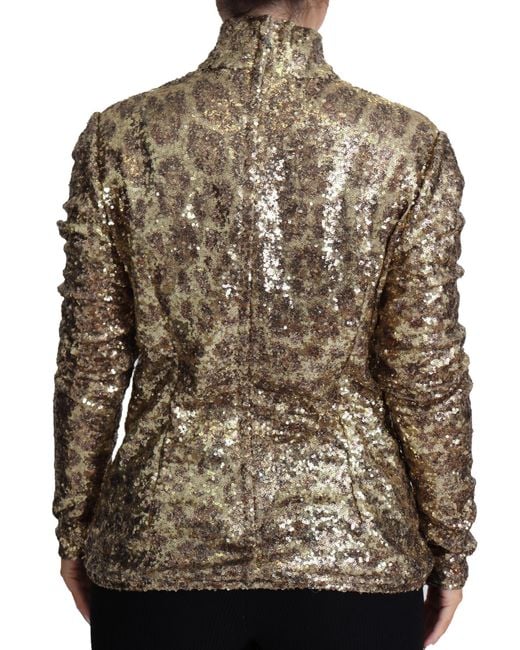 Dolce & Gabbana Brown Gorgeous Sequin Turtleneck Sweater