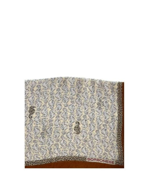 Borbonese Gray Brown Silk Scarf