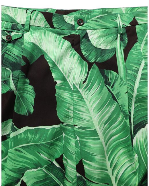 Dolce & Gabbana Black Green Banana Leaf Men Bermuda Shorts for men